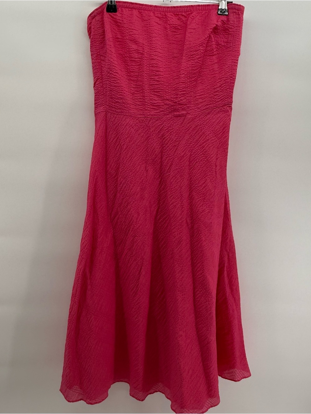 J. Crew Pink Textured Seersucker Strapless Midi Dress 8